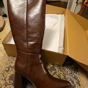 JustFab Rich Brown Heeled Boots